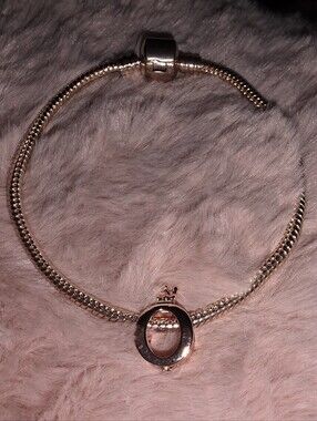 NWT Pandora-style Bracelet In Rose Gold 7 3/4 Inches Long With One Bead